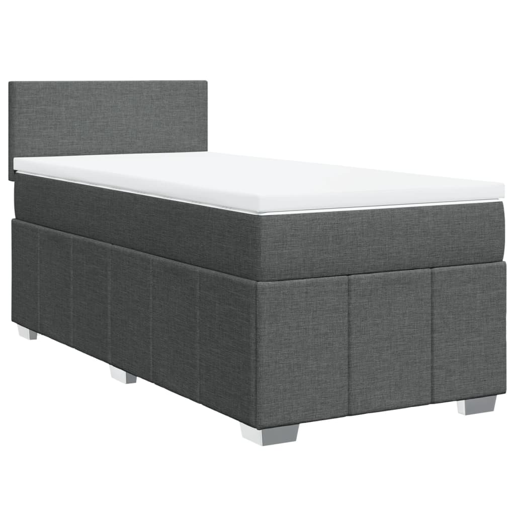 Boxspring met matras stof donkergrijs 90x190 cm Bedden & bedframes | Creëer jouw Trendy Thuis | Gratis bezorgd & Retour | Trendy.nl