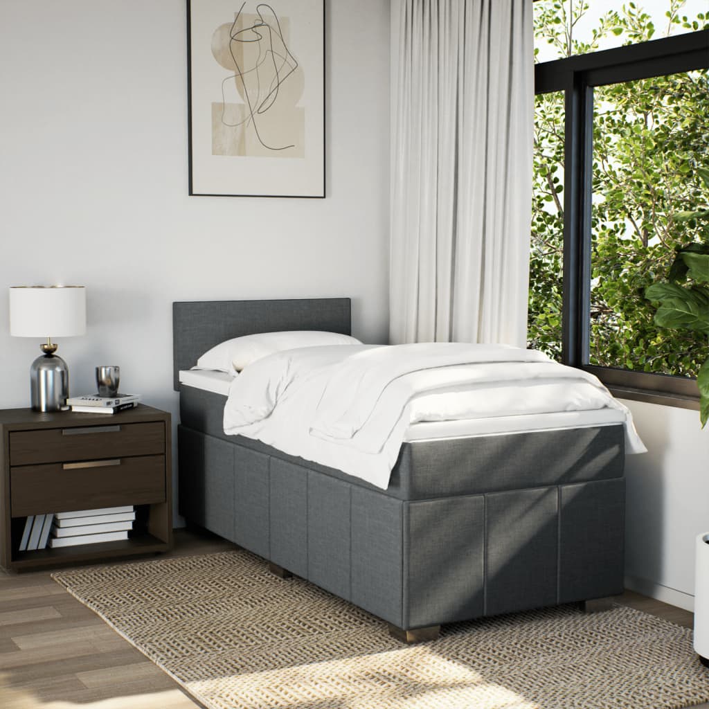 Boxspring met matras stof donkergrijs 90x190 cm Bedden & bedframes | Creëer jouw Trendy Thuis | Gratis bezorgd & Retour | Trendy.nl