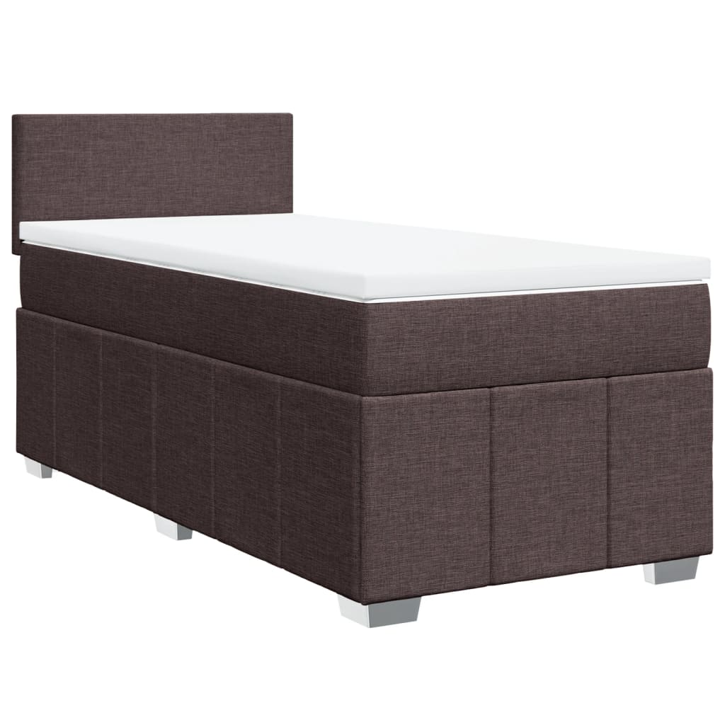 Boxspring met matras stof donkerbruin 90x190 cm Bedden & bedframes | Creëer jouw Trendy Thuis | Gratis bezorgd & Retour | Trendy.nl