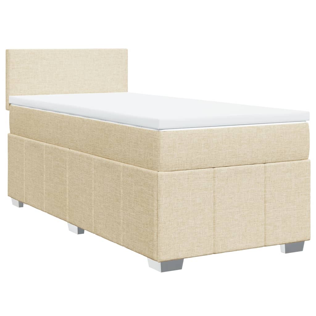 Boxspring met matras stof crèmekleurig 90x190 cm Bedden & bedframes | Creëer jouw Trendy Thuis | Gratis bezorgd & Retour | Trendy.nl