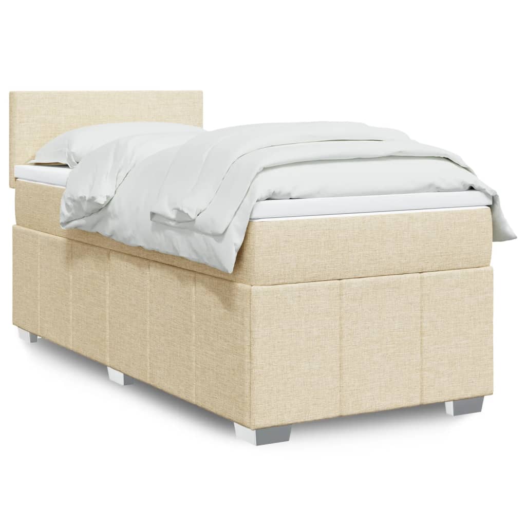 Boxspring met matras stof crèmekleurig 90x190 cm Bedden & bedframes | Creëer jouw Trendy Thuis | Gratis bezorgd & Retour | Trendy.nl