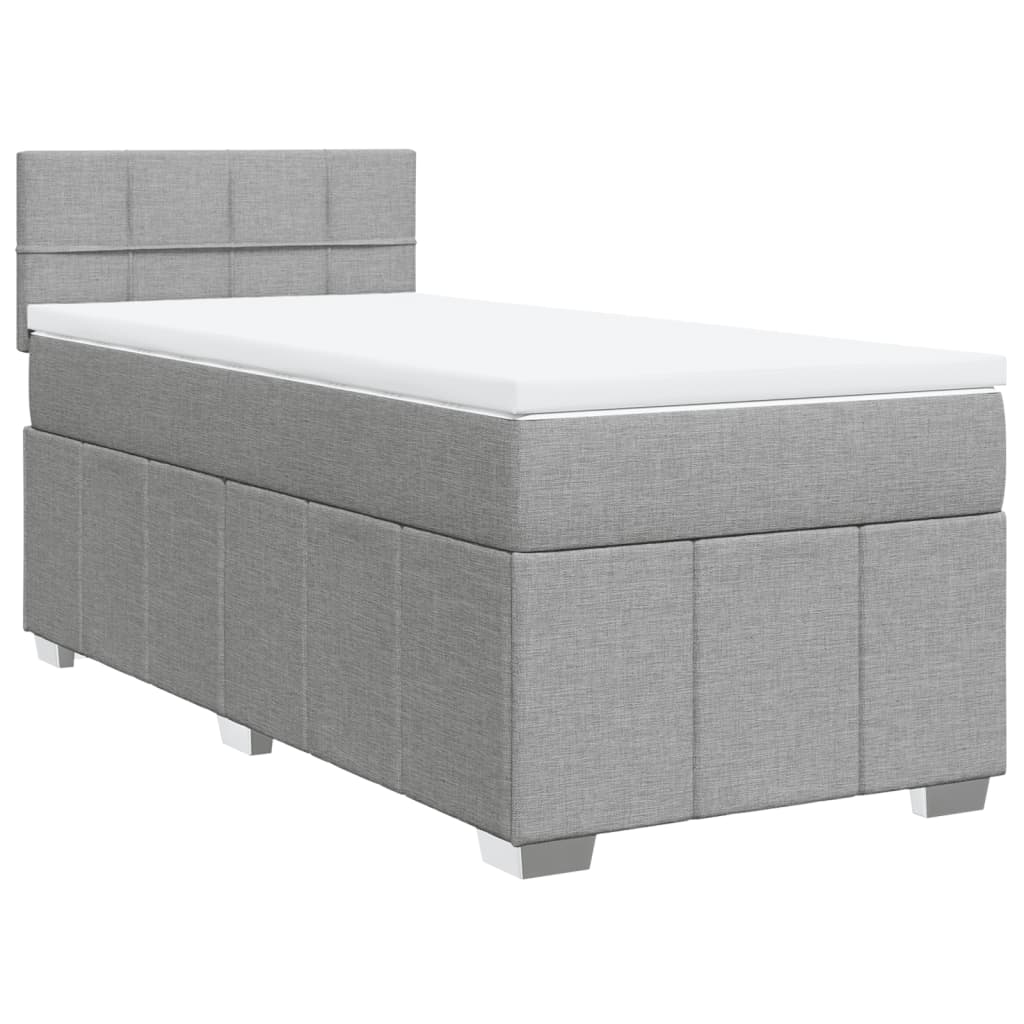 Boxspring met matras stof lichtgrijs 90x190 cm Bedden & bedframes | Creëer jouw Trendy Thuis | Gratis bezorgd & Retour | Trendy.nl