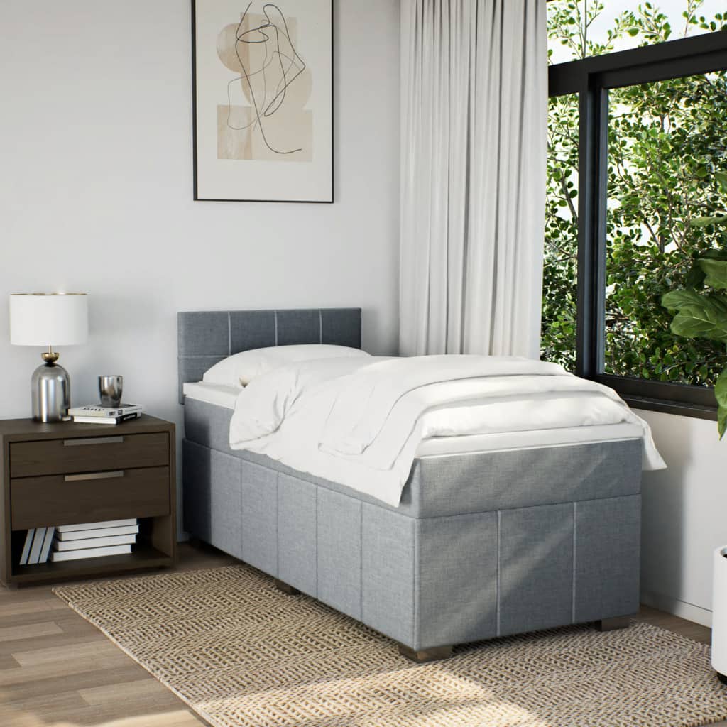 Boxspring met matras stof lichtgrijs 90x190 cm Bedden & bedframes | Creëer jouw Trendy Thuis | Gratis bezorgd & Retour | Trendy.nl