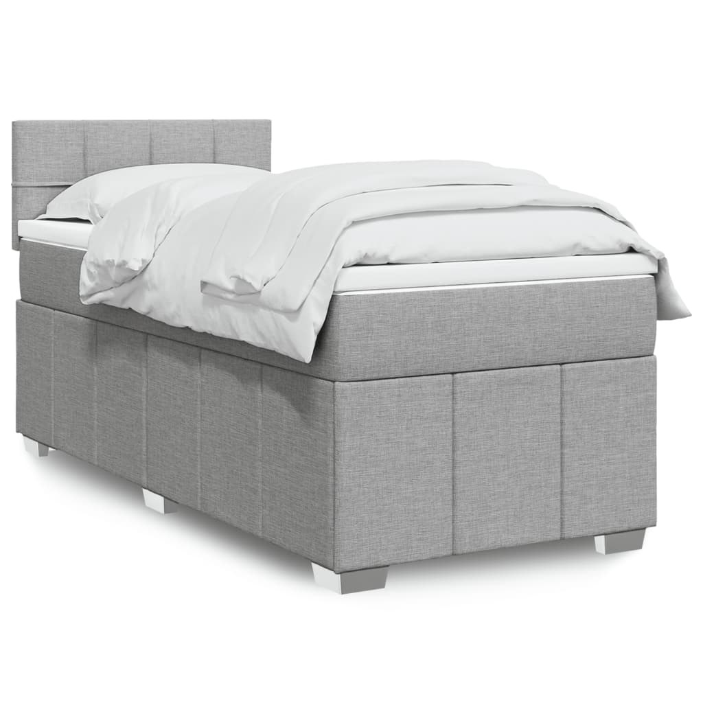 Boxspring met matras stof lichtgrijs 90x190 cm Bedden & bedframes | Creëer jouw Trendy Thuis | Gratis bezorgd & Retour | Trendy.nl