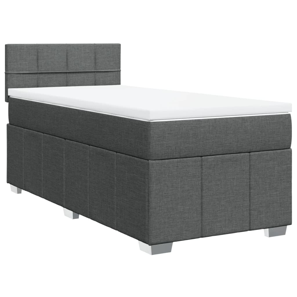 Boxspring met matras stof donkergrijs 90x190 cm Bedden & bedframes | Creëer jouw Trendy Thuis | Gratis bezorgd & Retour | Trendy.nl