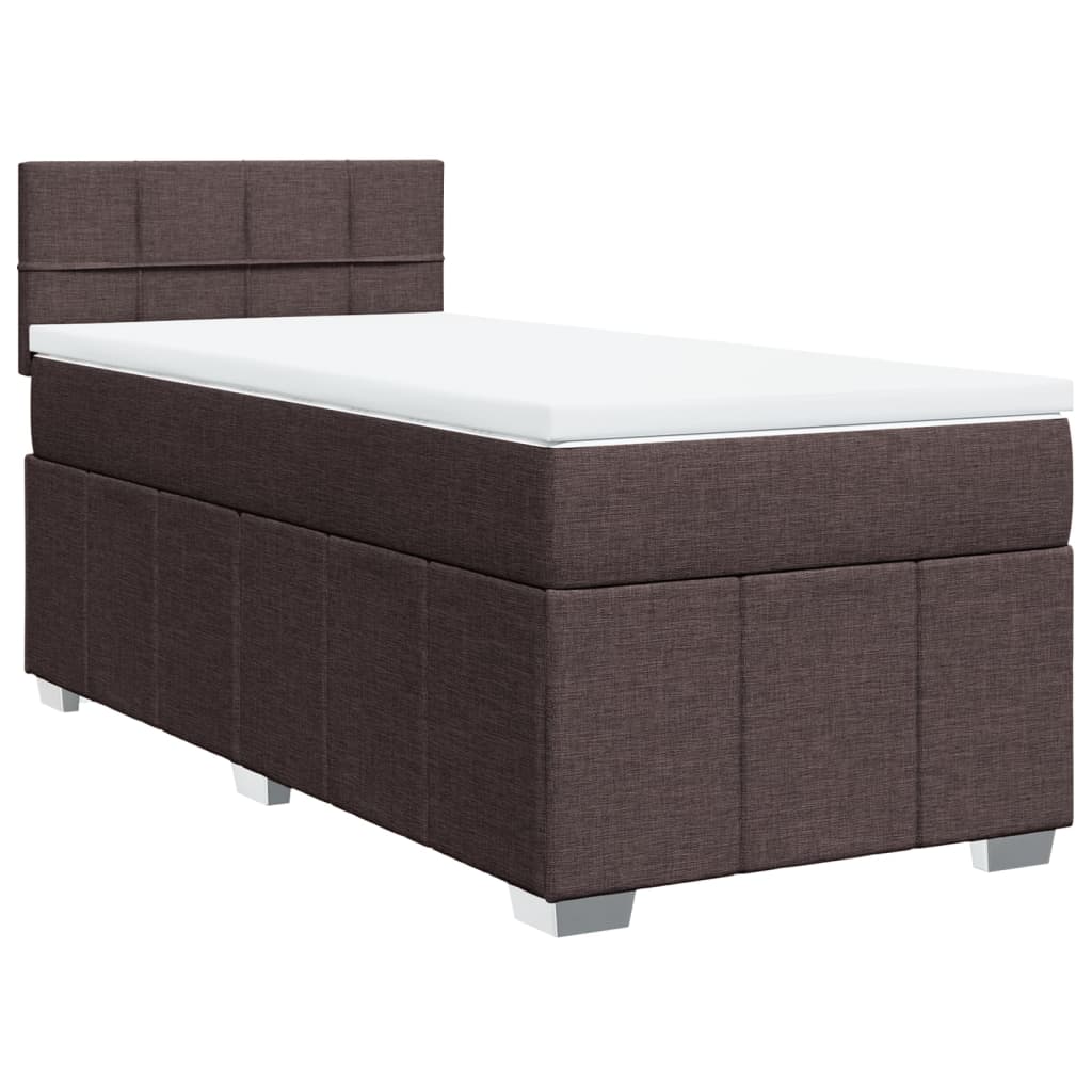 Boxspring met matras stof donkerbruin 90x190 cm Bedden & bedframes | Creëer jouw Trendy Thuis | Gratis bezorgd & Retour | Trendy.nl