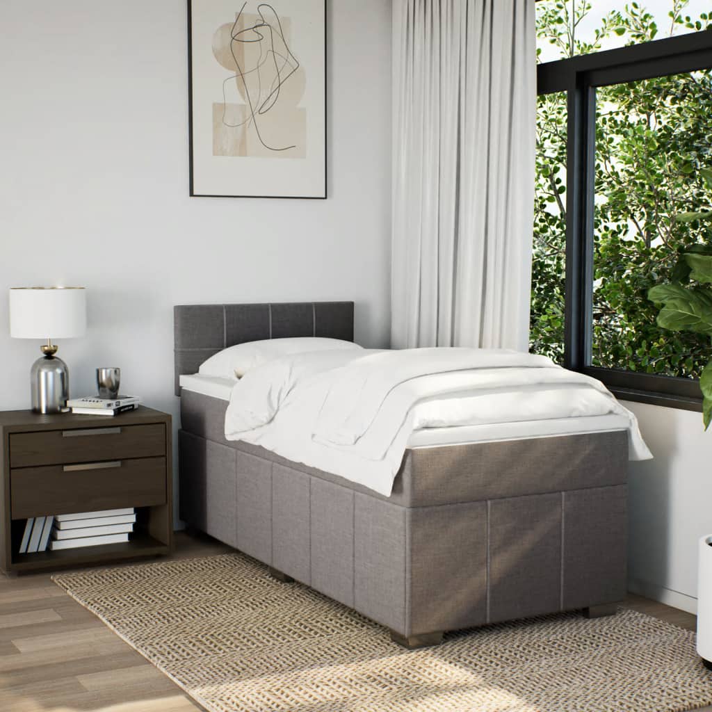 Boxspring met matras stof taupe 90x190 cm Bedden & bedframes | Creëer jouw Trendy Thuis | Gratis bezorgd & Retour | Trendy.nl