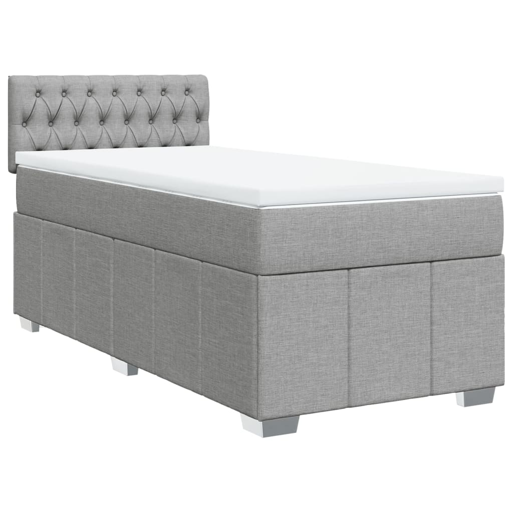 Boxspring met matras stof lichtgrijs 90x190 cm Bedden & bedframes | Creëer jouw Trendy Thuis | Gratis bezorgd & Retour | Trendy.nl