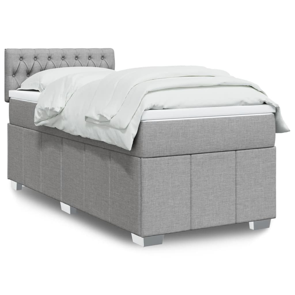 Boxspring met matras stof lichtgrijs 90x190 cm Bedden & bedframes | Creëer jouw Trendy Thuis | Gratis bezorgd & Retour | Trendy.nl