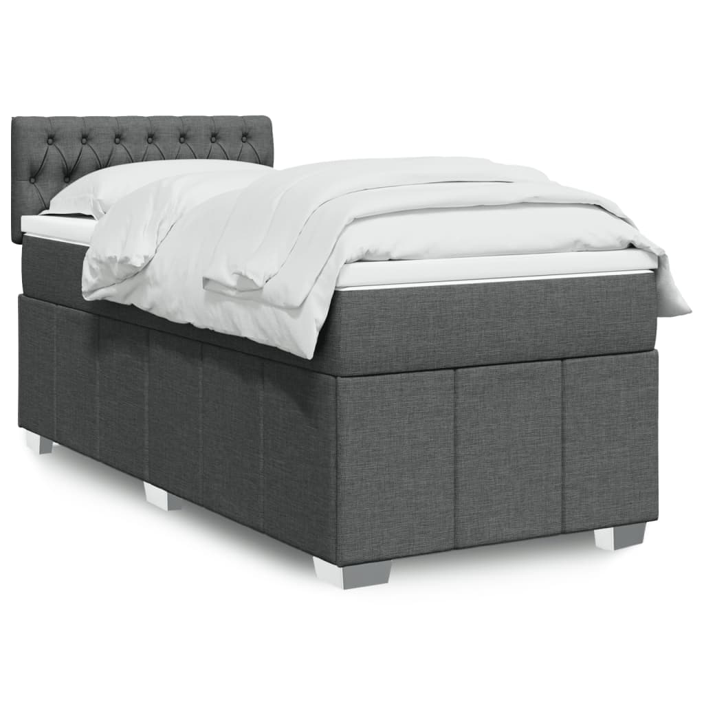 Boxspring met matras stof donkergrijs 90x190 cm Bedden & bedframes | Creëer jouw Trendy Thuis | Gratis bezorgd & Retour | Trendy.nl