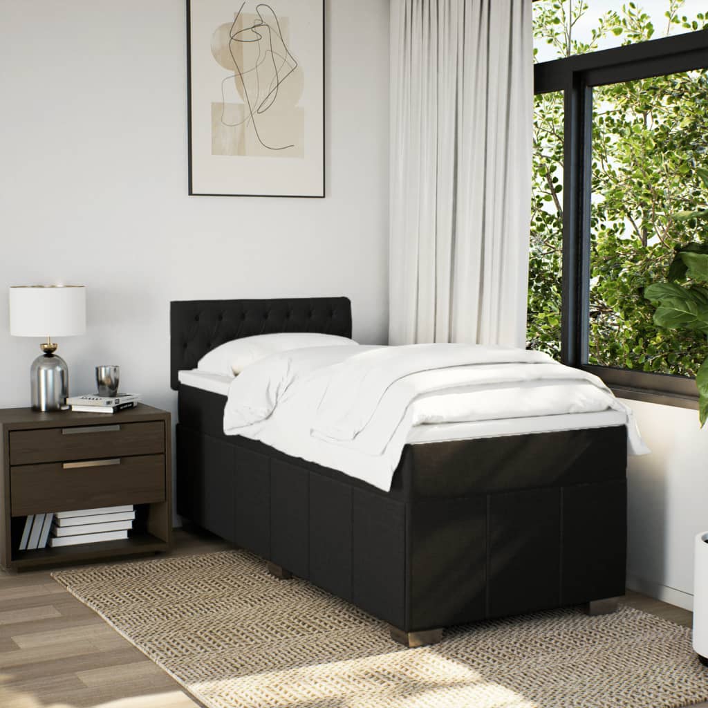 Boxspring met matras stof zwart 90x190 cm Bedden & bedframes | Creëer jouw Trendy Thuis | Gratis bezorgd & Retour | Trendy.nl