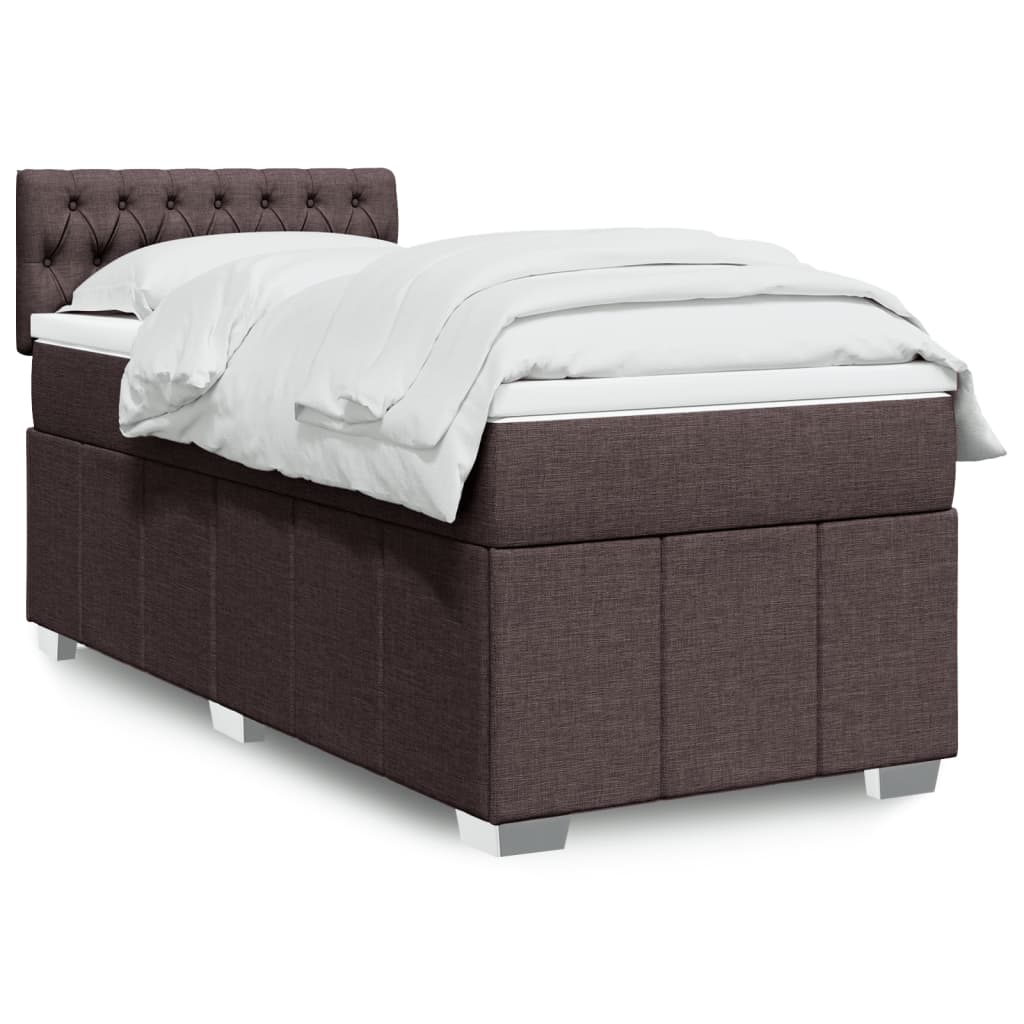 Boxspring met matras stof donkerbruin 90x190 cm Bedden & bedframes | Creëer jouw Trendy Thuis | Gratis bezorgd & Retour | Trendy.nl