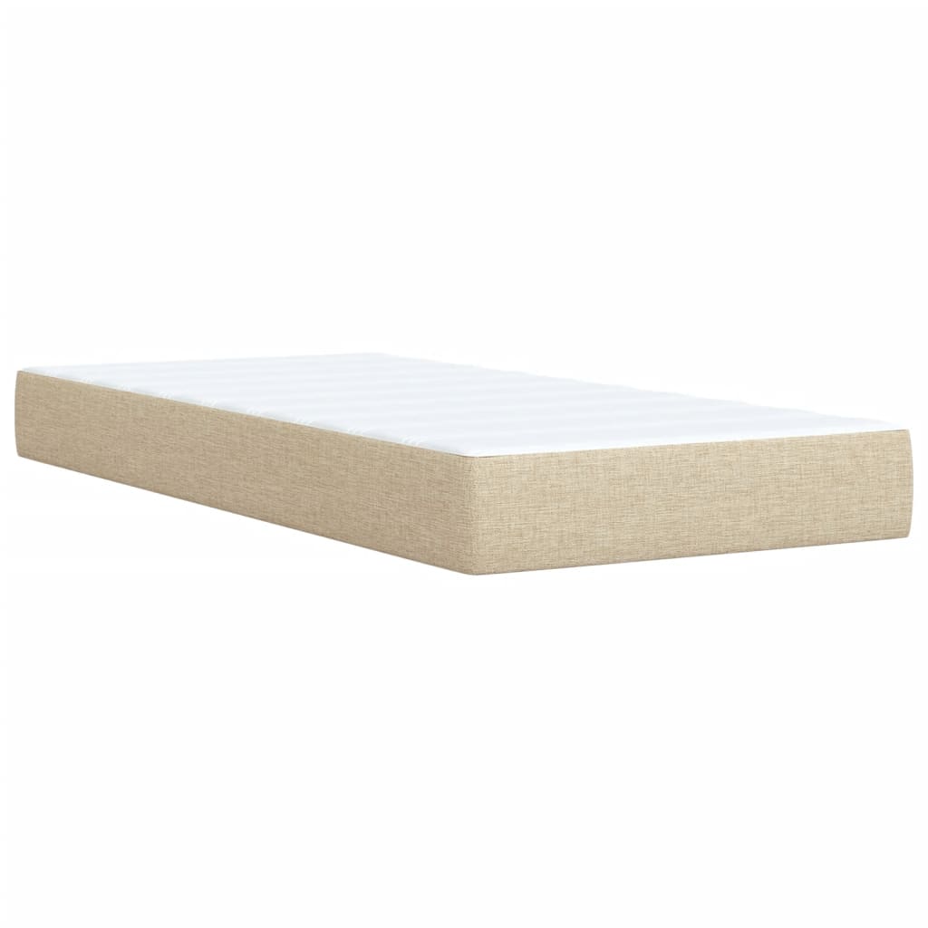 Boxspring met matras stof crèmekleurig 90x190 cm Bedden & bedframes | Creëer jouw Trendy Thuis | Gratis bezorgd & Retour | Trendy.nl