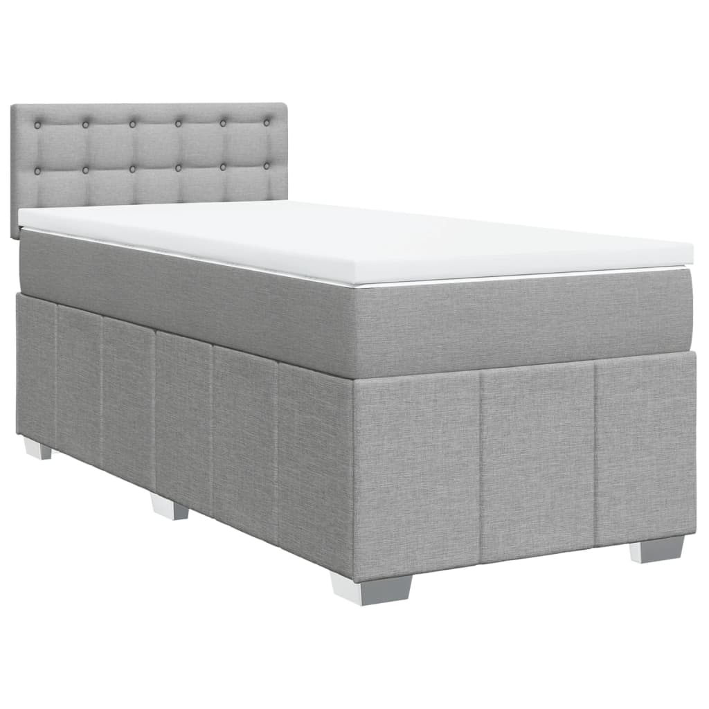 Boxspring met matras stof lichtgrijs 90x190 cm Bedden & bedframes | Creëer jouw Trendy Thuis | Gratis bezorgd & Retour | Trendy.nl