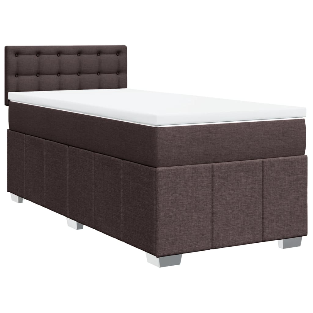 Boxspring met matras stof donkerbruin 90x190 cm Bedden & bedframes | Creëer jouw Trendy Thuis | Gratis bezorgd & Retour | Trendy.nl