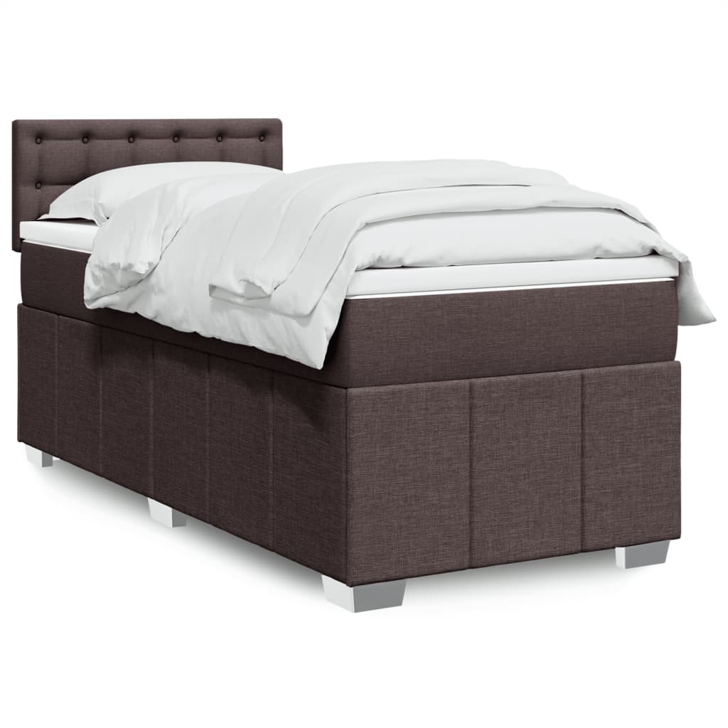 Boxspring met matras stof donkerbruin 90x190 cm Bedden & bedframes | Creëer jouw Trendy Thuis | Gratis bezorgd & Retour | Trendy.nl