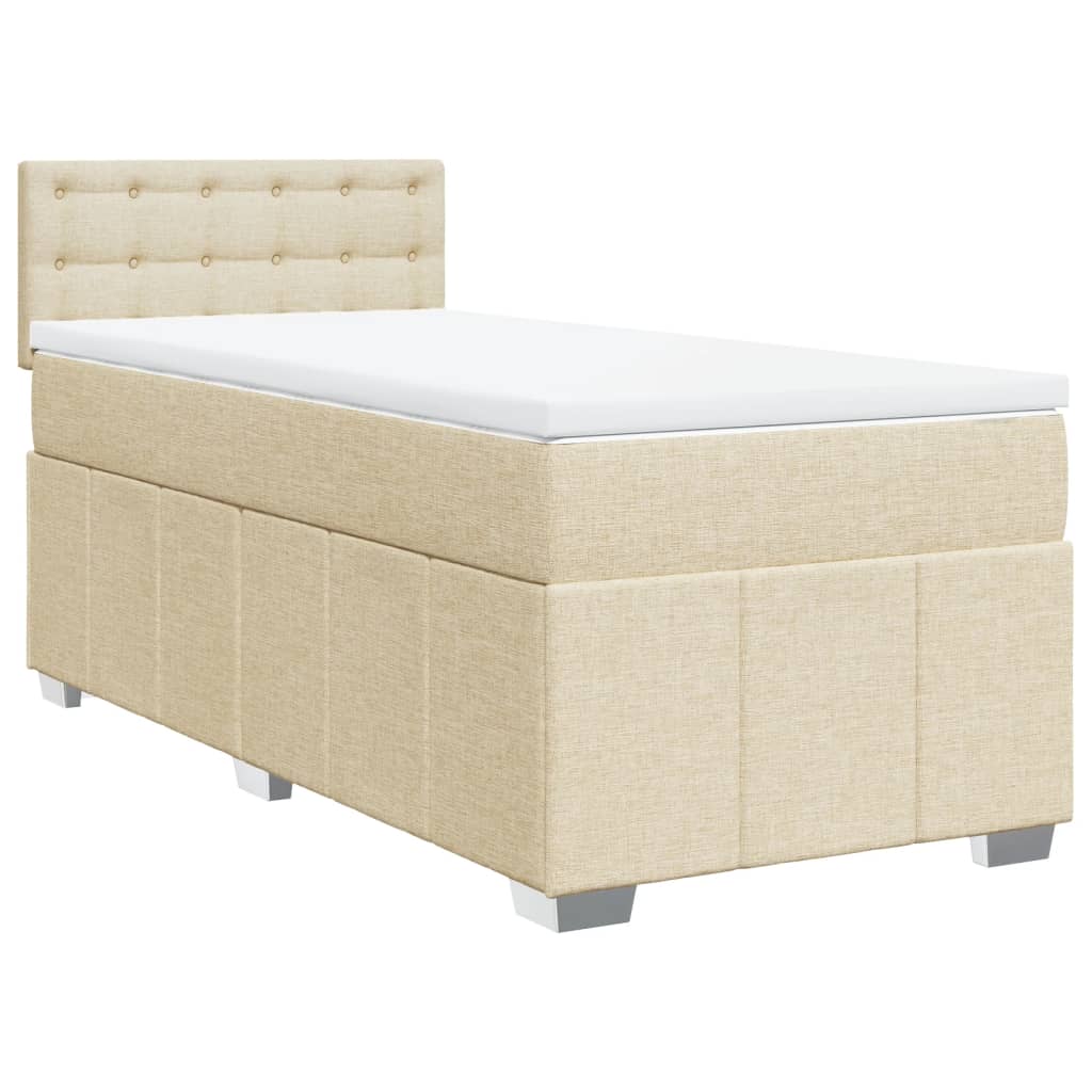 Boxspring met matras stof crèmekleurig 90x190 cm Bedden & bedframes | Creëer jouw Trendy Thuis | Gratis bezorgd & Retour | Trendy.nl