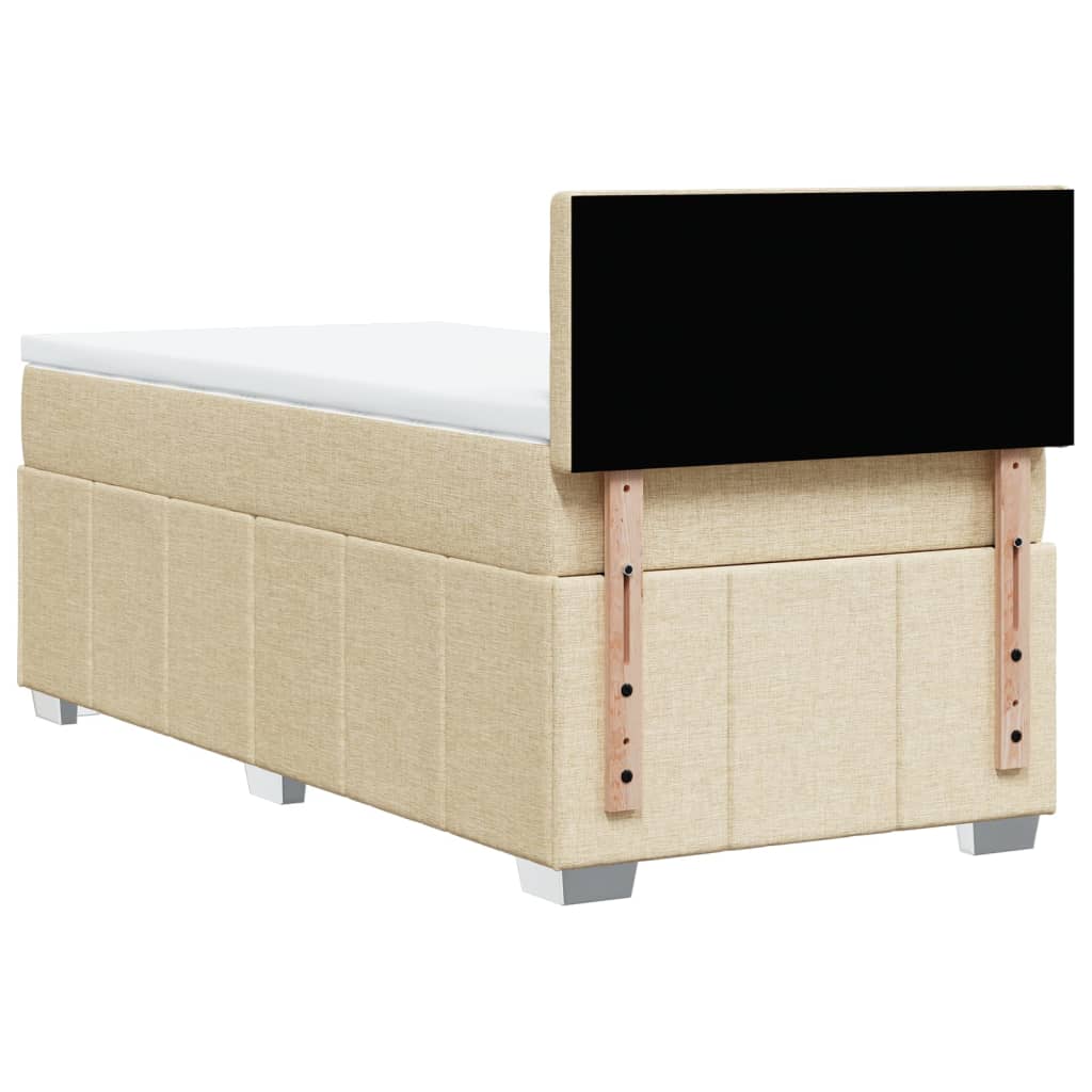 Boxspring met matras stof crèmekleurig 90x190 cm Bedden & bedframes | Creëer jouw Trendy Thuis | Gratis bezorgd & Retour | Trendy.nl