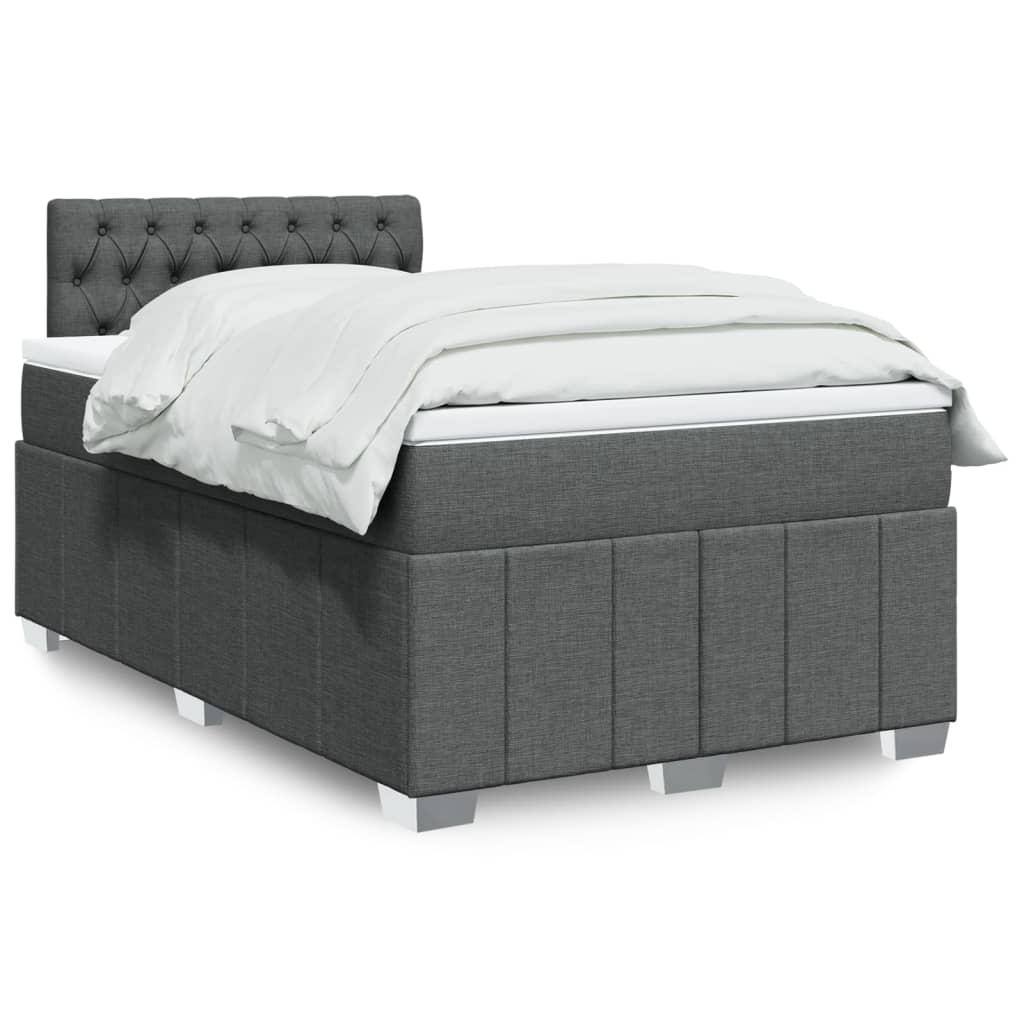 Boxspring met matras stof donkergrijs 120x200 cm Bedden & bedframes | Creëer jouw Trendy Thuis | Gratis bezorgd & Retour | Trendy.nl