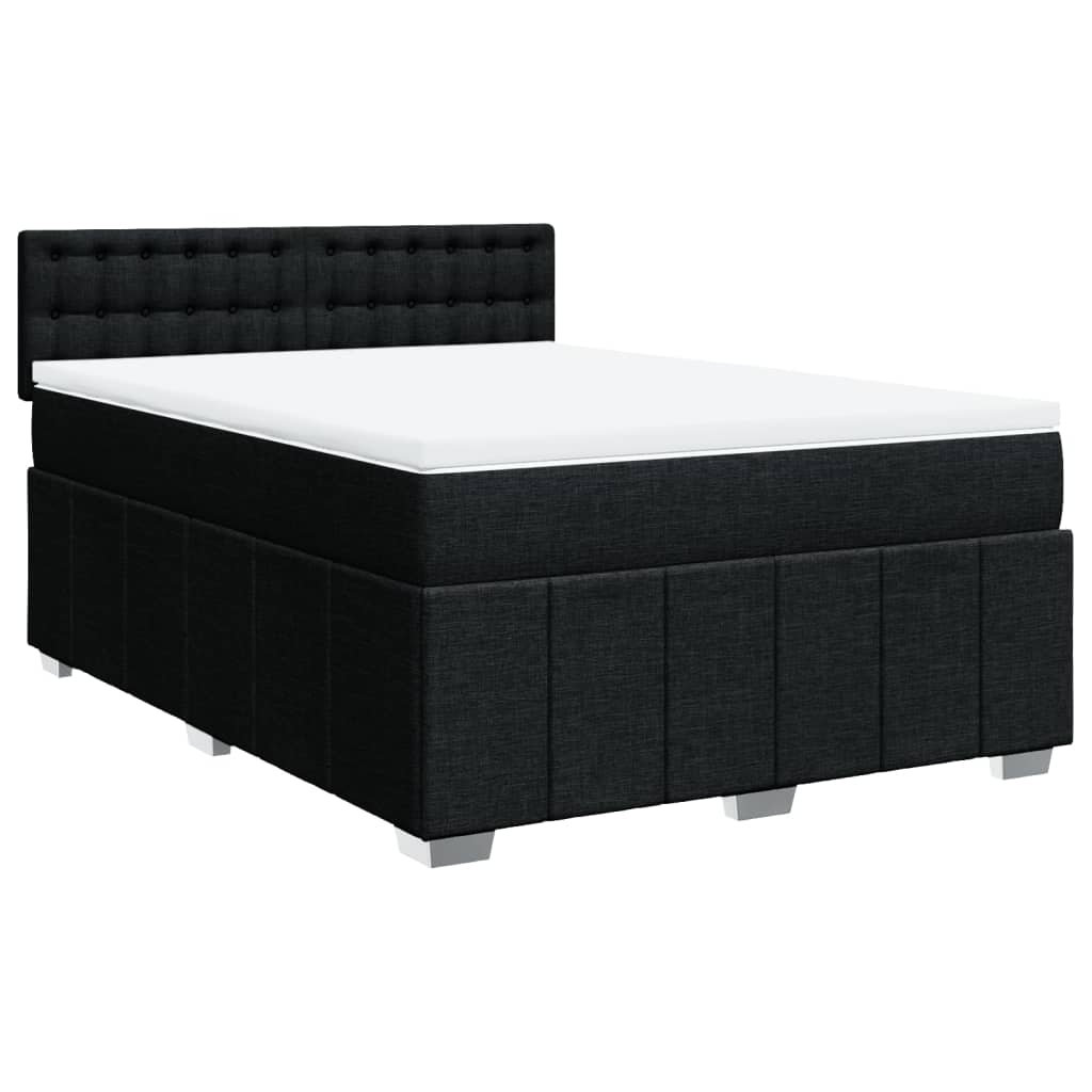 Boxspring met matras stof zwart 140x190 cm Bedden & bedframes | Creëer jouw Trendy Thuis | Gratis bezorgd & Retour | Trendy.nl