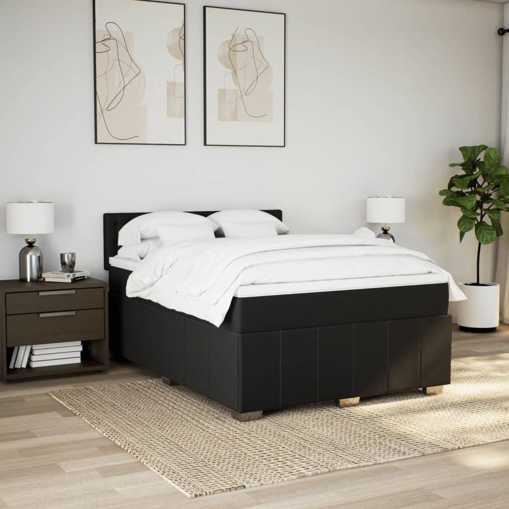 Boxspring met matras stof zwart 140x190 cm Bedden & bedframes | Creëer jouw Trendy Thuis | Gratis bezorgd & Retour | Trendy.nl