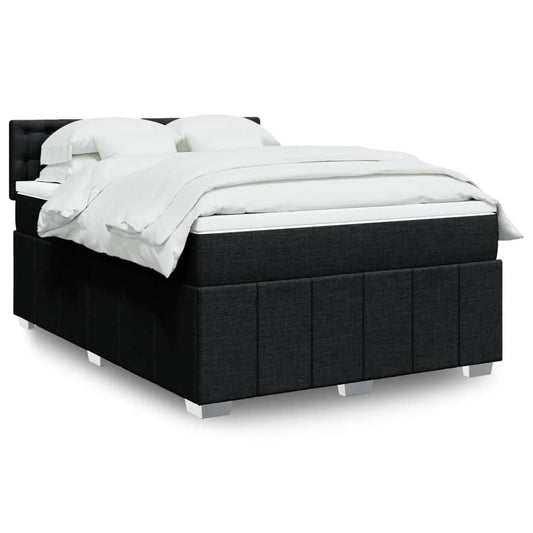 Boxspring met matras stof zwart 140x190 cm Bedden & bedframes | Creëer jouw Trendy Thuis | Gratis bezorgd & Retour | Trendy.nl