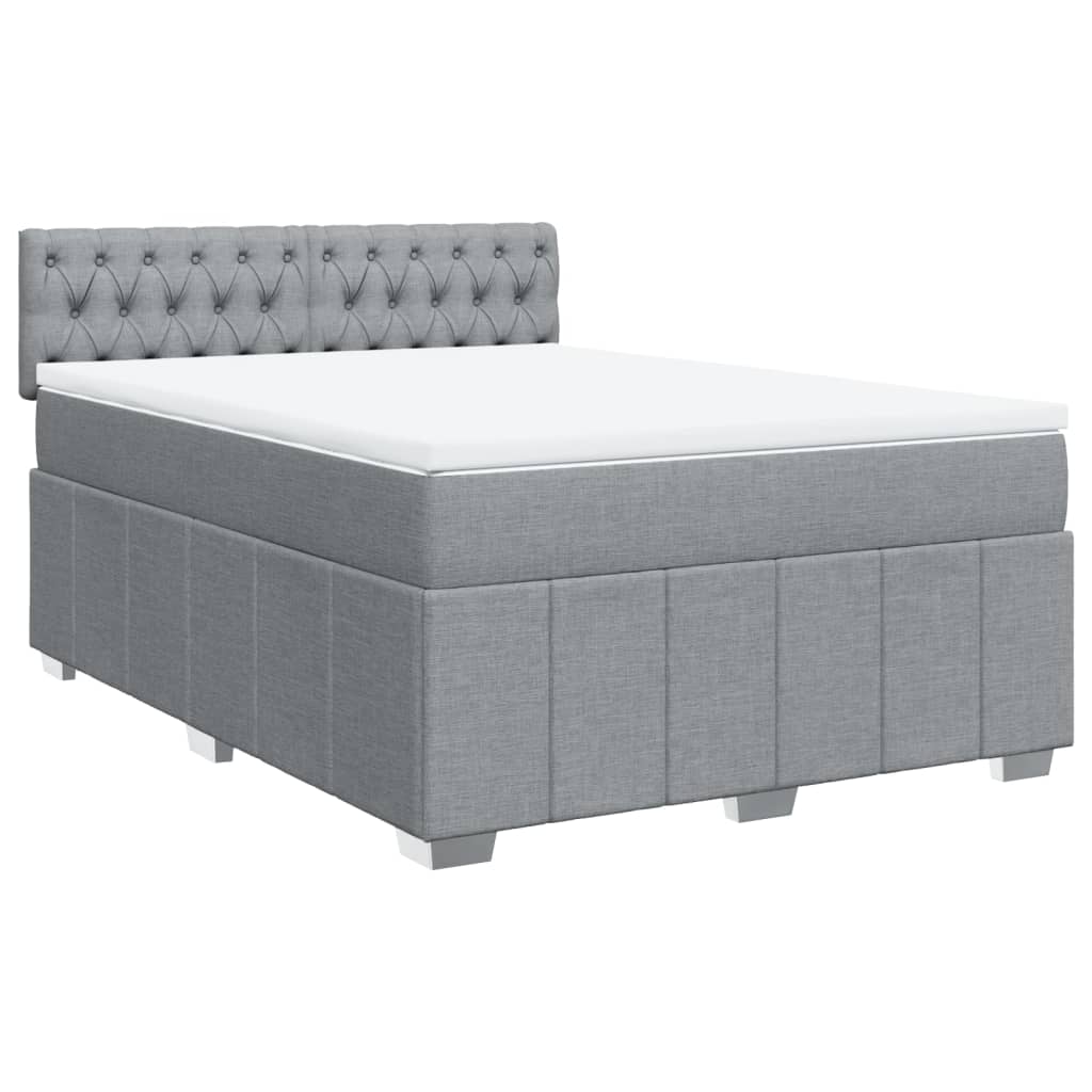 Boxspring met matras stof lichtgrijs 140x200 cm Bedden & bedframes | Creëer jouw Trendy Thuis | Gratis bezorgd & Retour | Trendy.nl