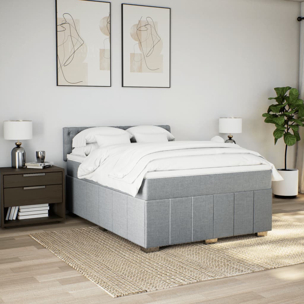 Boxspring met matras stof lichtgrijs 140x200 cm Bedden & bedframes | Creëer jouw Trendy Thuis | Gratis bezorgd & Retour | Trendy.nl