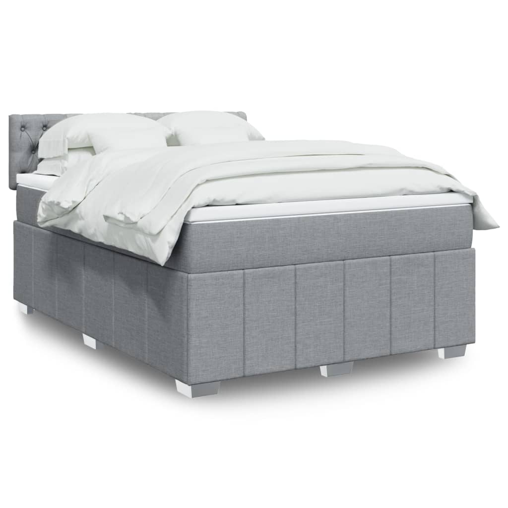 Boxspring met matras stof lichtgrijs 140x200 cm Bedden & bedframes | Creëer jouw Trendy Thuis | Gratis bezorgd & Retour | Trendy.nl