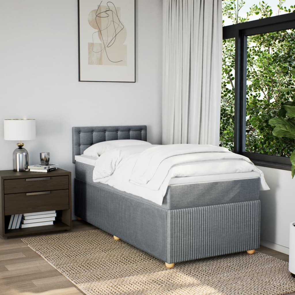 Boxspring met matras stof lichtgrijs 80x200 cm Bedden & bedframes | Creëer jouw Trendy Thuis | Gratis bezorgd & Retour | Trendy.nl