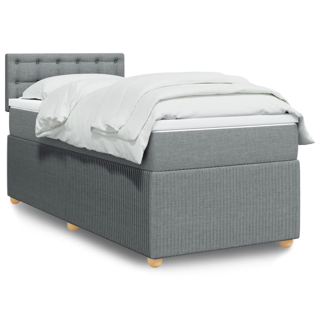 Boxspring met matras stof lichtgrijs 80x200 cm Bedden & bedframes | Creëer jouw Trendy Thuis | Gratis bezorgd & Retour | Trendy.nl