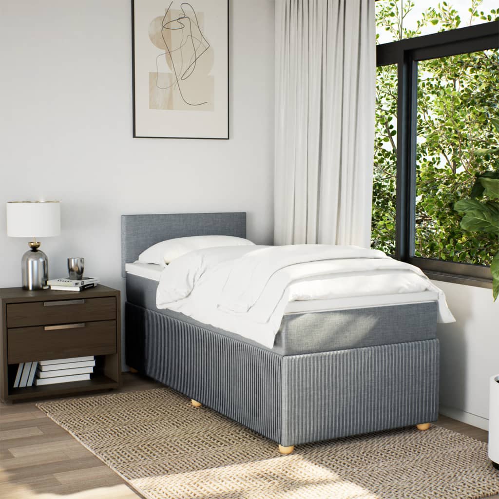 Boxspring met matras stof lichtgrijs 90x190 cm Bedden & bedframes | Creëer jouw Trendy Thuis | Gratis bezorgd & Retour | Trendy.nl