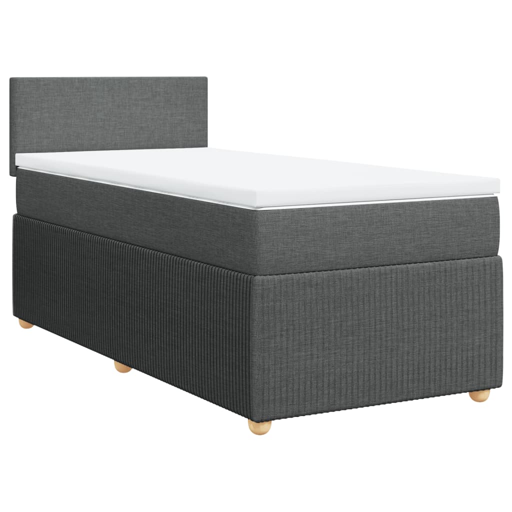 Boxspring met matras stof donkergrijs 90x190 cm Bedden & bedframes | Creëer jouw Trendy Thuis | Gratis bezorgd & Retour | Trendy.nl