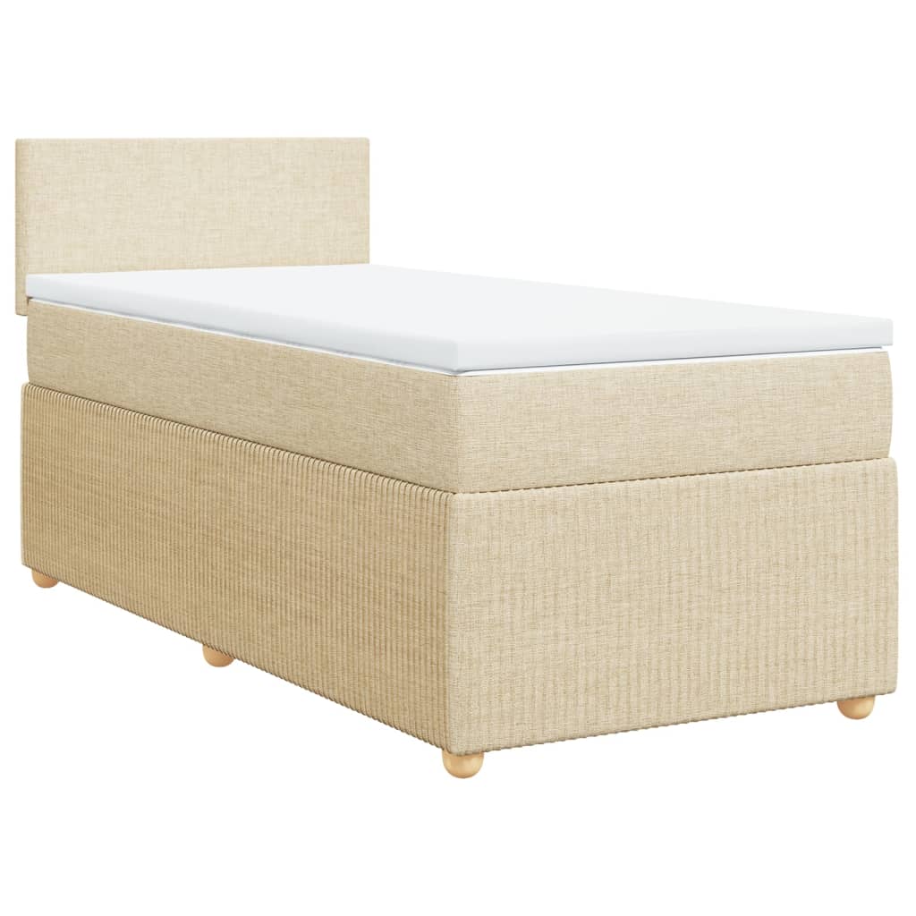 Boxspring met matras stof crèmekleurig 90x190 cm Bedden & bedframes | Creëer jouw Trendy Thuis | Gratis bezorgd & Retour | Trendy.nl