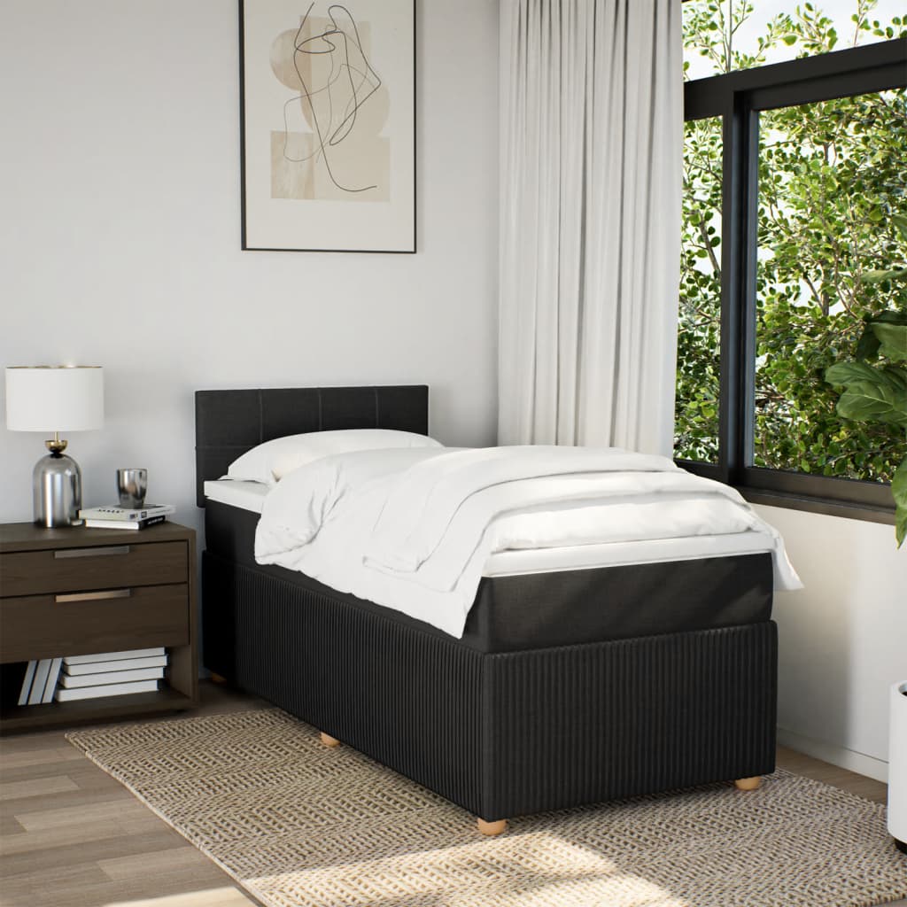 Boxspring met matras stof zwart 90x190 cm Bedden & bedframes | Creëer jouw Trendy Thuis | Gratis bezorgd & Retour | Trendy.nl