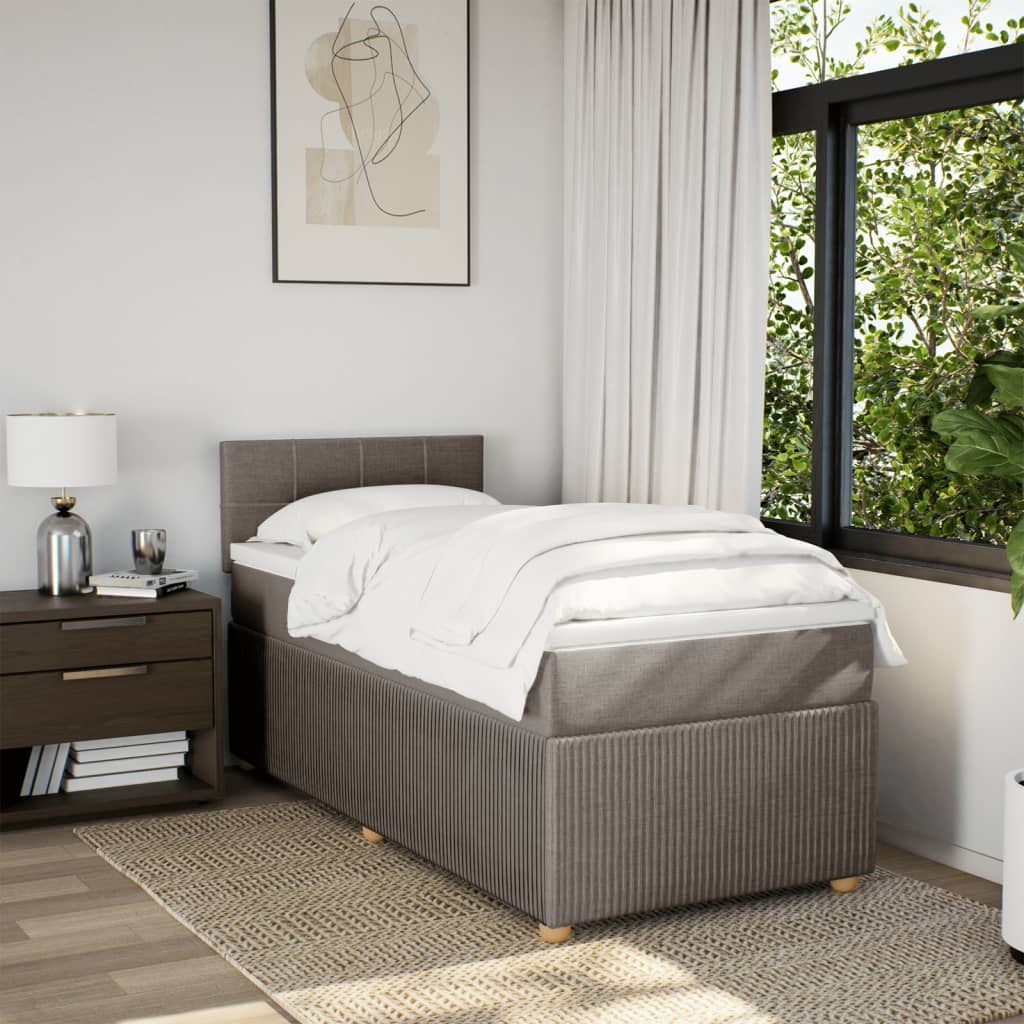 Boxspring met matras stof taupe 90x190 cm Bedden & bedframes | Creëer jouw Trendy Thuis | Gratis bezorgd & Retour | Trendy.nl