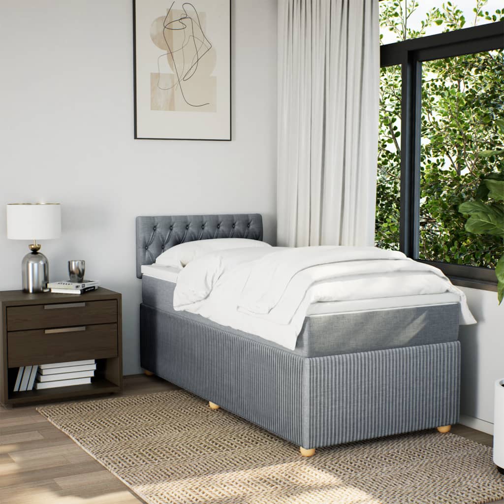 Boxspring met matras stof lichtgrijs 90x190 cm Bedden & bedframes | Creëer jouw Trendy Thuis | Gratis bezorgd & Retour | Trendy.nl