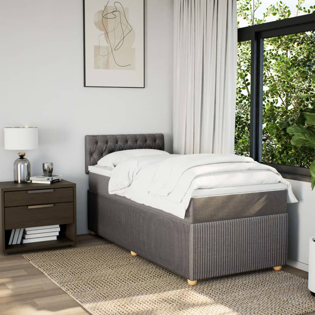 Boxspring met matras stof taupe 90x190 cm Bedden & bedframes | Creëer jouw Trendy Thuis | Gratis bezorgd & Retour | Trendy.nl