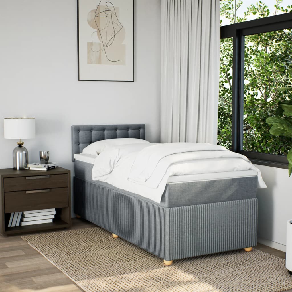 Boxspring met matras stof lichtgrijs 90x190 cm Bedden & bedframes | Creëer jouw Trendy Thuis | Gratis bezorgd & Retour | Trendy.nl