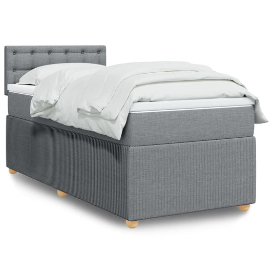 Boxspring met matras stof lichtgrijs 90x190 cm Bedden & bedframes | Creëer jouw Trendy Thuis | Gratis bezorgd & Retour | Trendy.nl