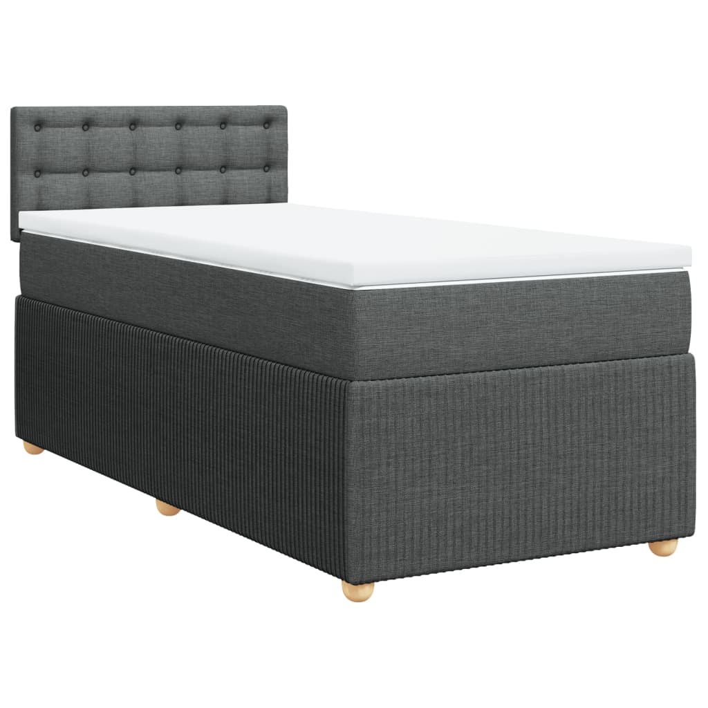 Boxspring met matras stof donkergrijs 90x190 cm Bedden & bedframes | Creëer jouw Trendy Thuis | Gratis bezorgd & Retour | Trendy.nl