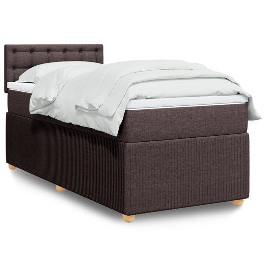 Boxspring met matras stof donkerbruin 90x190 cm Bedden & bedframes | Creëer jouw Trendy Thuis | Gratis bezorgd & Retour | Trendy.nl