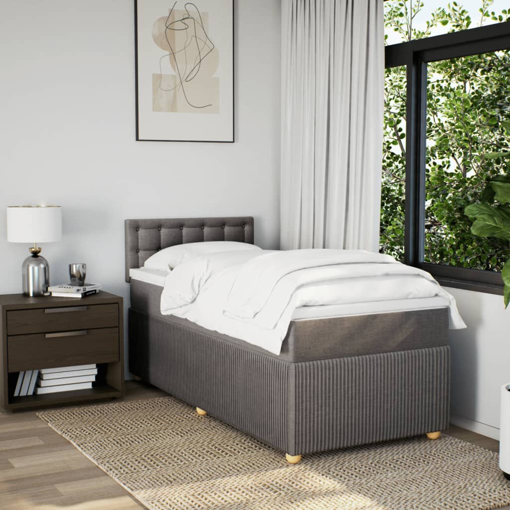 Boxspring met matras stof taupe 90x190 cm Bedden & bedframes | Creëer jouw Trendy Thuis | Gratis bezorgd & Retour | Trendy.nl