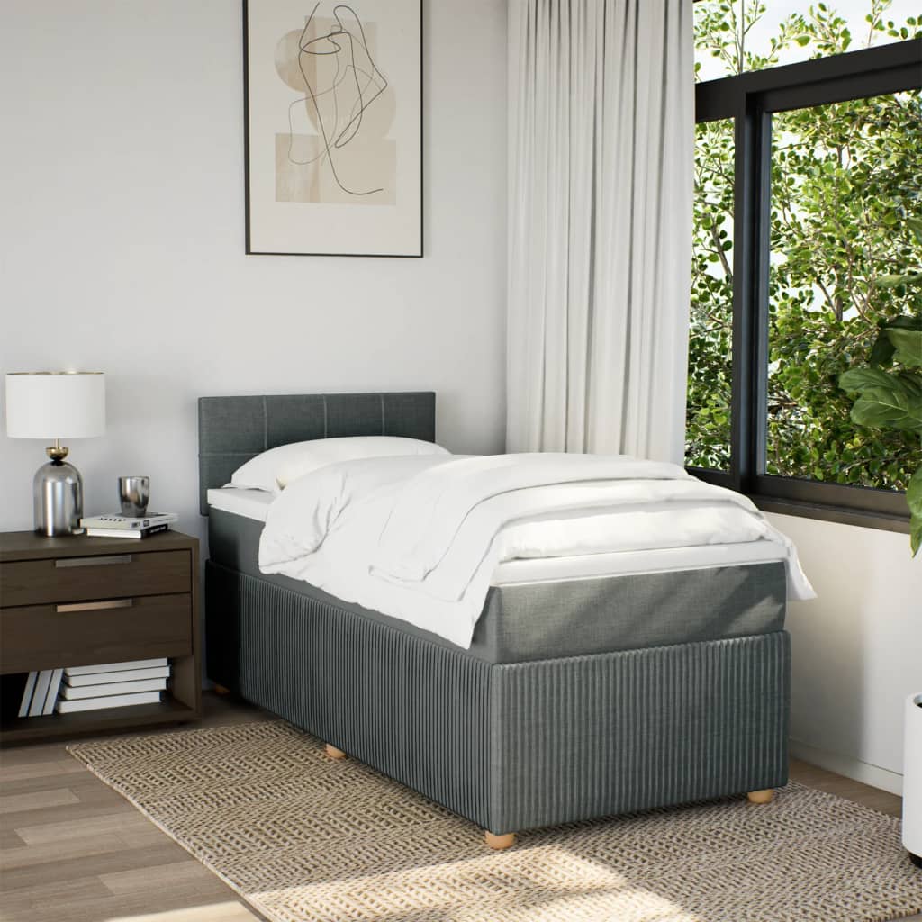 Boxspring met matras stof donkergrijs 90x200 cm Bedden & bedframes | Creëer jouw Trendy Thuis | Gratis bezorgd & Retour | Trendy.nl