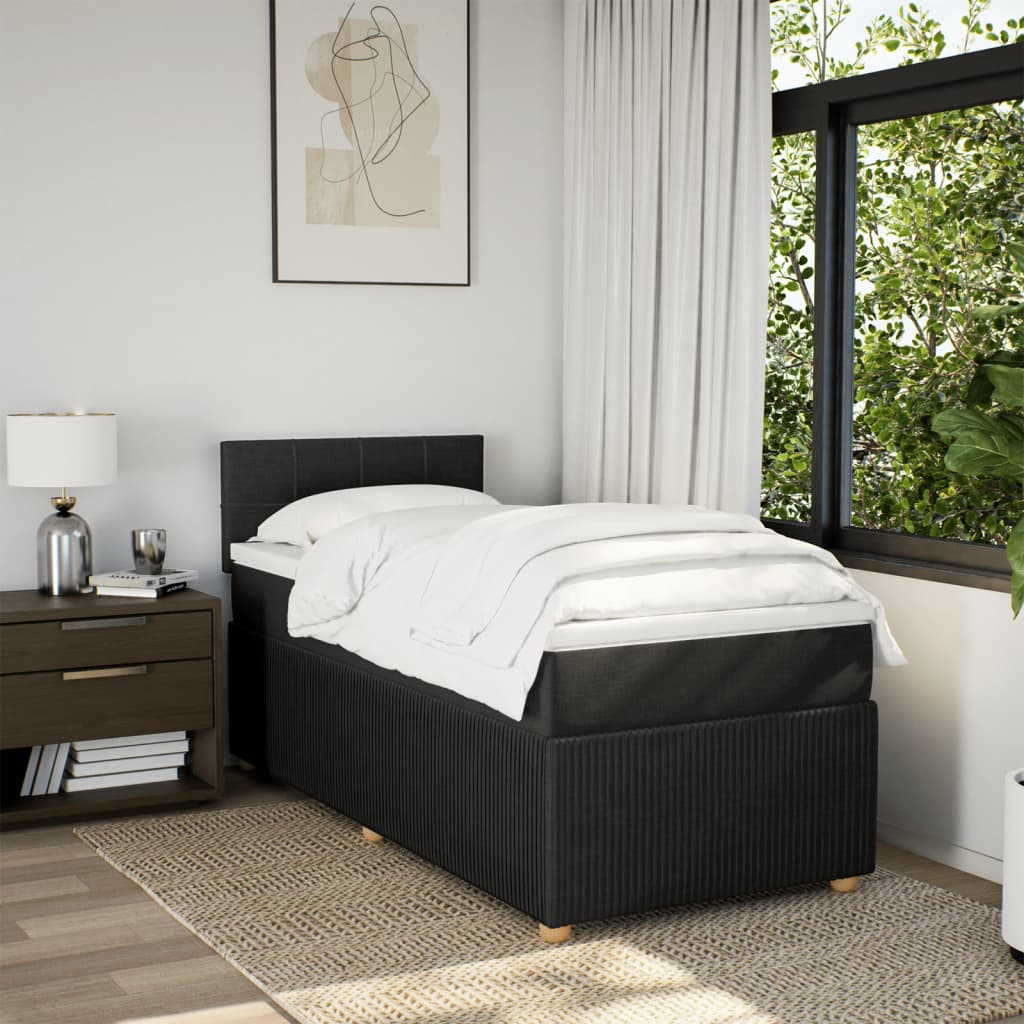 Boxspring met matras stof zwart 90x200 cm Bedden & bedframes | Creëer jouw Trendy Thuis | Gratis bezorgd & Retour | Trendy.nl