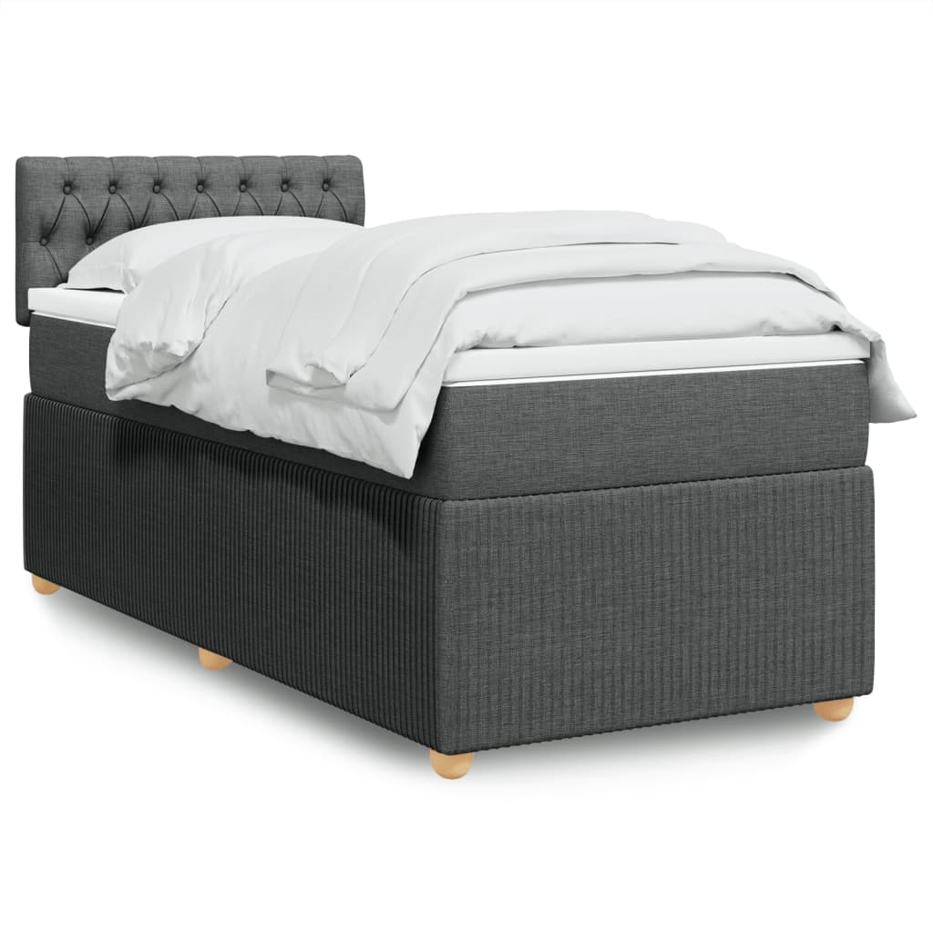 Boxspring met matras stof donkergrijs 90x200 cm Bedden & bedframes | Creëer jouw Trendy Thuis | Gratis bezorgd & Retour | Trendy.nl