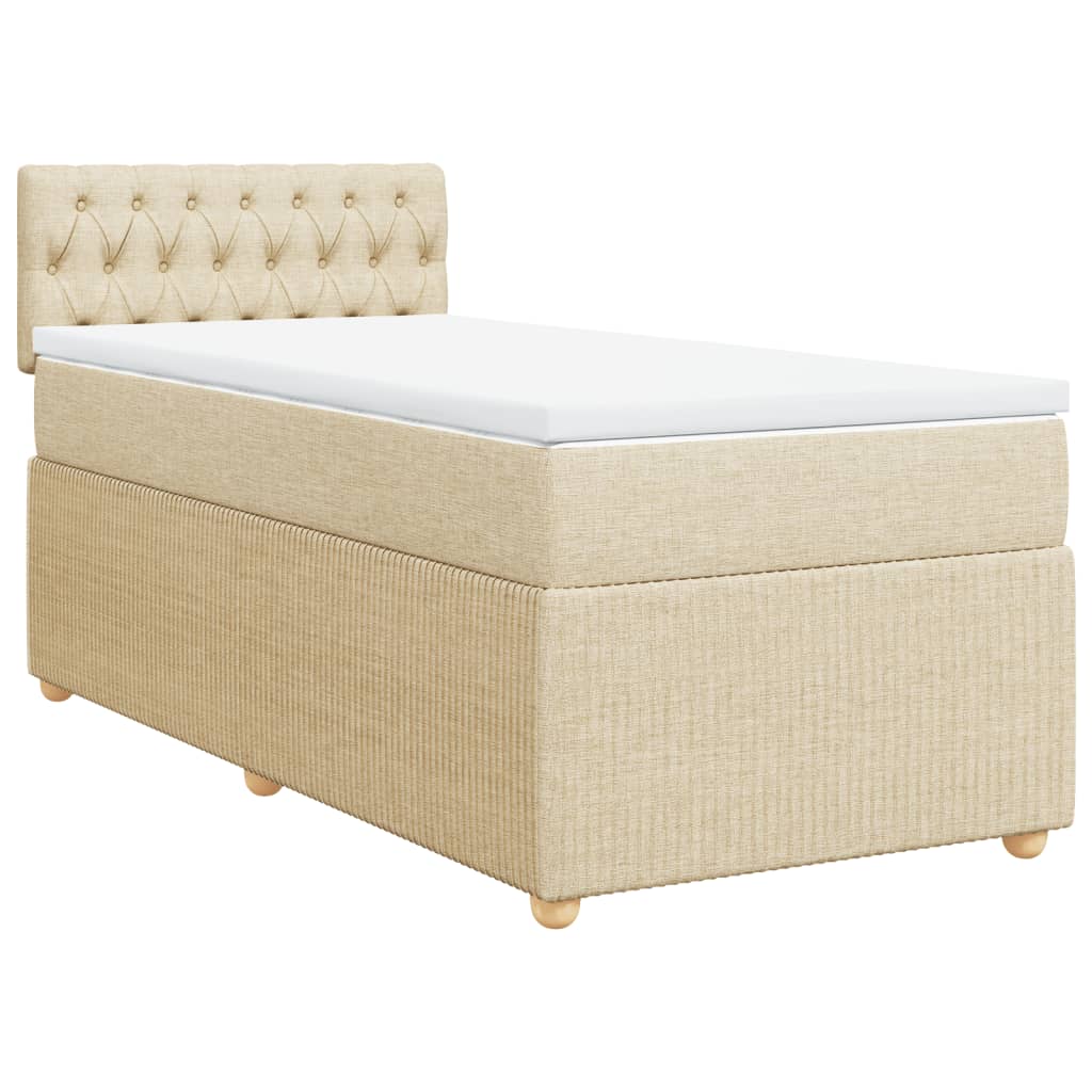 Boxspring met matras stof crèmekleurig 90x200 cm Bedden & bedframes | Creëer jouw Trendy Thuis | Gratis bezorgd & Retour | Trendy.nl