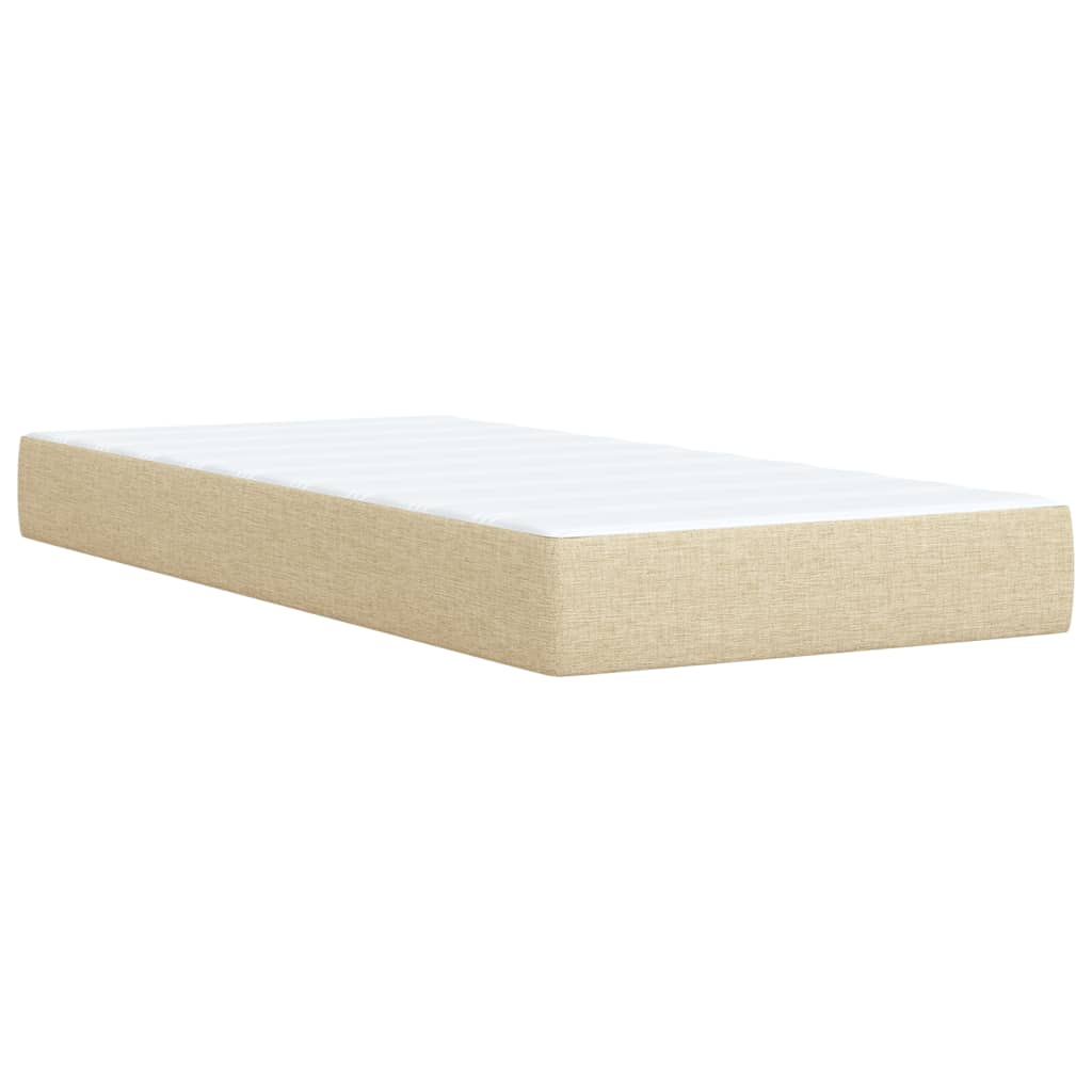 Boxspring met matras stof crèmekleurig 90x200 cm Bedden & bedframes | Creëer jouw Trendy Thuis | Gratis bezorgd & Retour | Trendy.nl