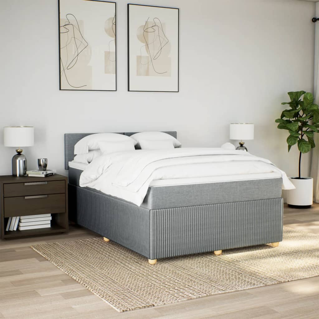 Boxspring met matras stof lichtgrijs 140x190 cm Bedden & bedframes | Creëer jouw Trendy Thuis | Gratis bezorgd & Retour | Trendy.nl