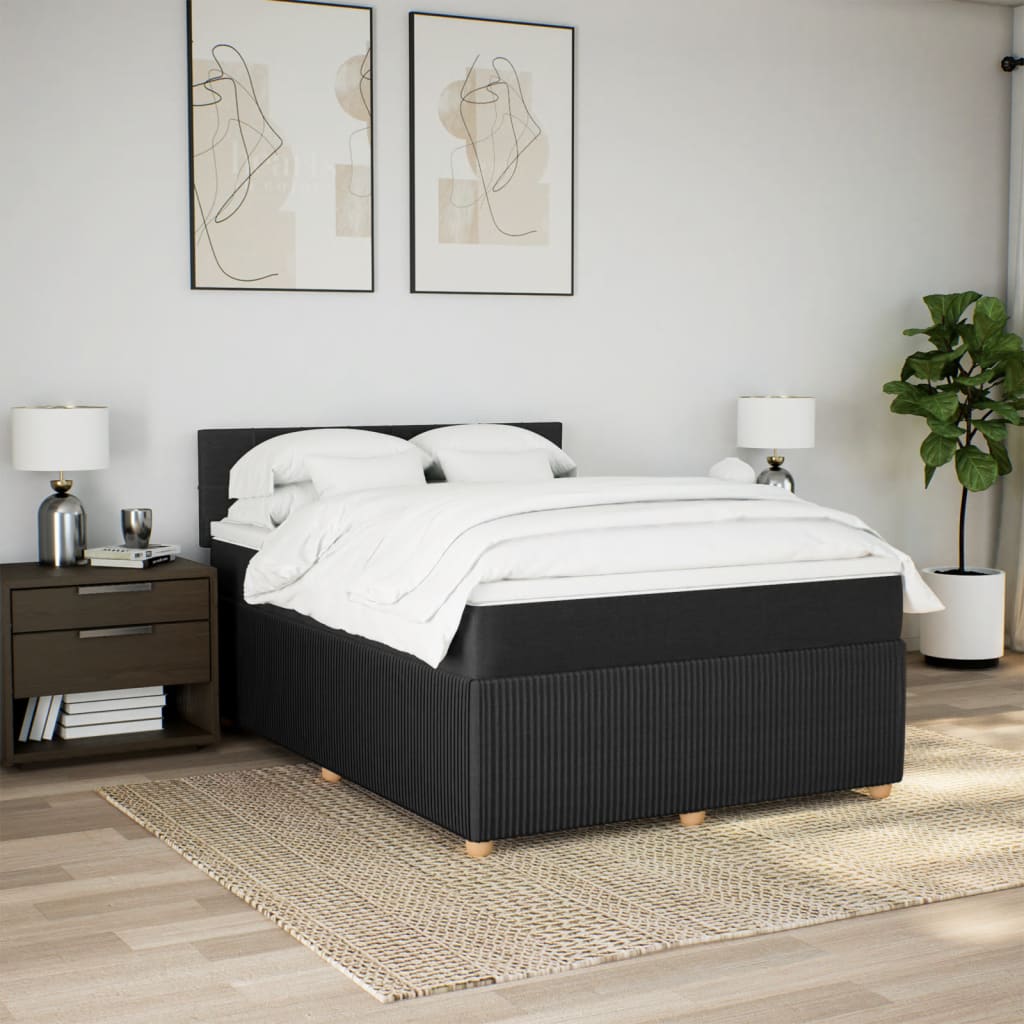 Boxspring met matras stof zwart 140x190 cm Bedden & bedframes | Creëer jouw Trendy Thuis | Gratis bezorgd & Retour | Trendy.nl